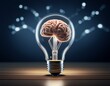 © Cecile - lightbulb with brain inside symbolizing innovation and artificial intelligence representing creativity and intellectual property generative ai