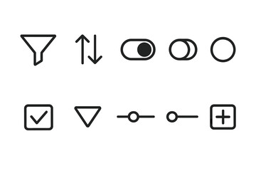 Wall Mural - ui, ux outline icon set. interface, design elements in simple line style