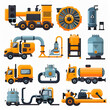 © Avelino - Vector icon set of various mechanical and industrial equipment in a modern colorful flat style Generated with AI