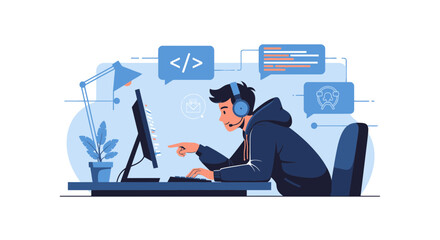 Focused Coder Developing Software Solution With Modern Technology At Home