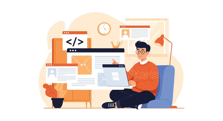 Dedicated Coder Engaged In Programming And Website Design At Home Office