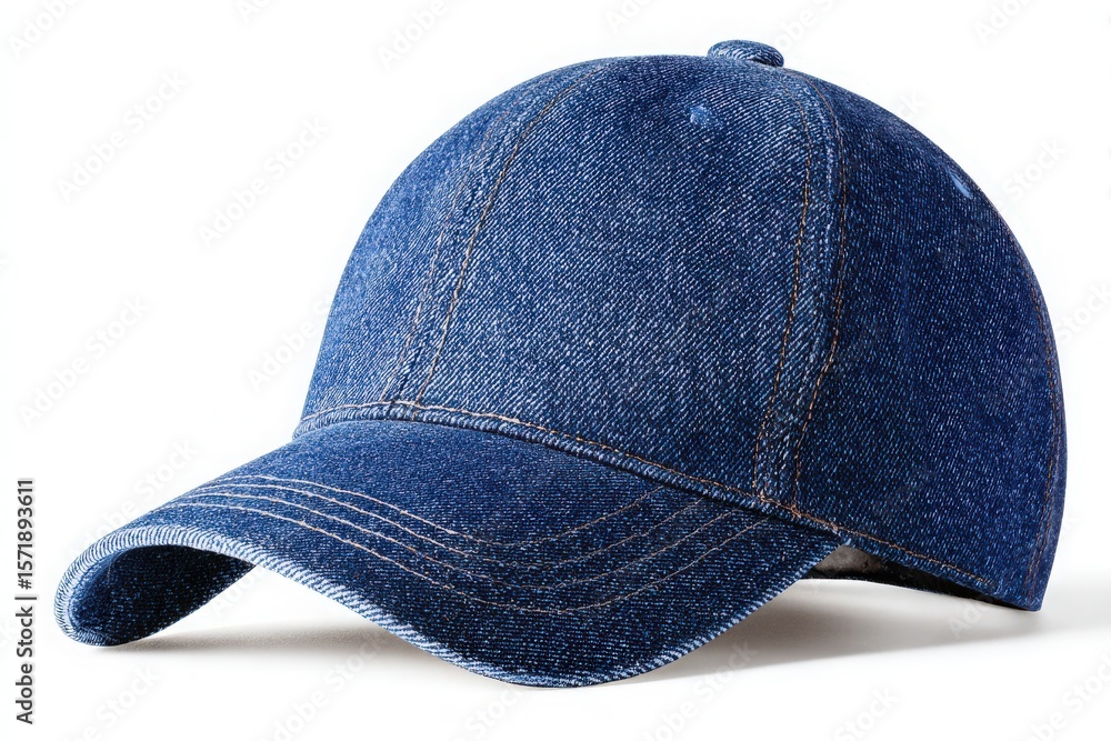 This denim baseball cap features a classic design with a structured brim and adjustable strap. It is perfect for everyday use, providing comfort and style for various outdoor activities.