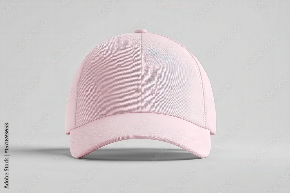 A soft pink cap is centered on a light gray surface, highlighting its smooth fabric, curved brim, and simple design, ideal for casual wear or fashion accessory inspiration.