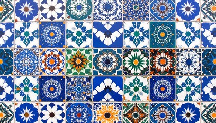 Naklejka na meble Colorful, patterned tiles arranged in a grid