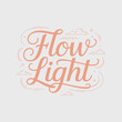 © Iconhub - Flow light elegant script lettering with subtle decorative clouds and stars in a soft peach color against a light grey background