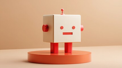 robot positioned on a table for an ai startup pitch assistant concept with innovative design element