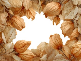 Wall Mural - A frame of dried physalis lanterns and leaves creates a natural and elegant border for text or images.
