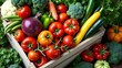© Voziah - Abundant Wooden Crate Overflowing with Fresh Vegetables