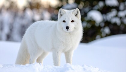  Arctic fox in snowy landscape, close-up, crisp fur detail, soft 
