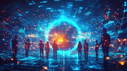 Global Network: People Connected in Digital World