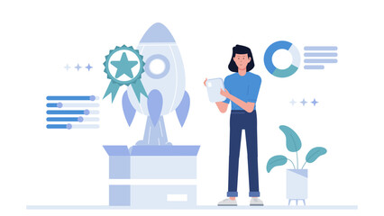 Startup Testing Minimum Viable Product (MVP), flat vector illustration