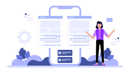 Product Designer Reviewing App Accessibility Features flat vector illustration