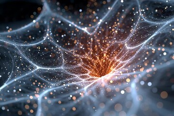 Wall Mural - Abstract network background with light particles background technology and connection