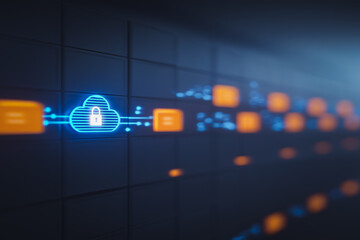 Wall Mural - secured cloud data: illustrating the security and accessibility of digital data through a visual rep