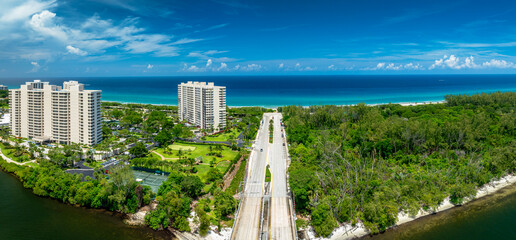 Wall Mural - Drone view of Boca Raton, Florida with city