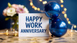 © rahul - Happy Work Anniversary card with blue balloons and flowers