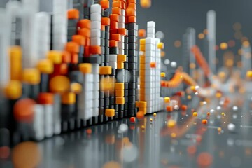 Wall Mural - Abstract data visualization cubes blocks network connection technology background art