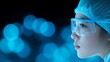© MKM Creative - Young Scientist Focused on Future with Blue Bokeh Lights