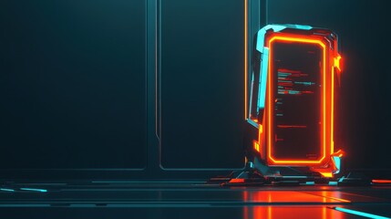 Futuristic glowing display set against a dark backdrop.