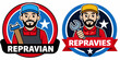 © NAYON89 - Cartoon Plumber and Mechanic Logo Set with Wrench and Plunger Mascot Character for Plumbing and Repair Services