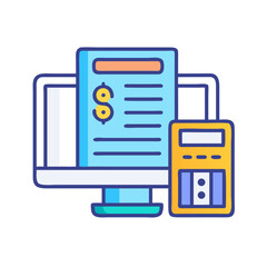 Wall Mural - online payment and accounting concept illustrated with computer and calculator