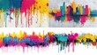 © Alif - Colorful paint splatters and cityscapes create a vibrant artistic collage
