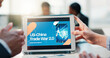 © Wesley25/peopleimages.com - Hands, people and meeting with tablet screen in office for trade war in US or China. Staff, team and presentation on global economic impact, foreign investment and conflict restriction of new tariffs
