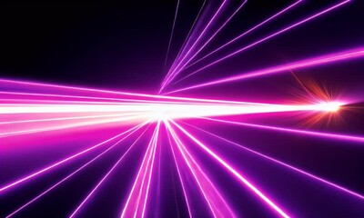 Wall Mural - Beams of laser light in purple, red, and blue colors against a black background.
