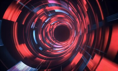 Wall Mural - Beams of laser light in purple, red, and blue colors against a black background.