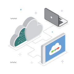 Wall Mural - Cloud Analytics Vector isometric Illustration. EPS 10 file