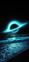 Wall Mural - blue blackhole over the ocean
