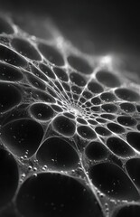 Abstract spiderweb spinning in a dark void creating intricate patterns