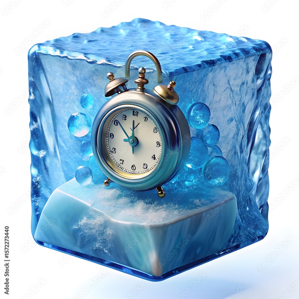 Time Freezing Clock A Small Vintage Clock Frozen Perfectly Inside a Block of Ice | Surreal ...