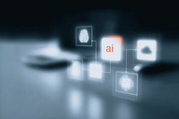 Wall Mural - ai interface and innovation: a cutting-edge user interface comes to life, a testament to technologic