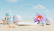 © Obsure - Lotus flower and pearl objects on natural setting 3D product display podium