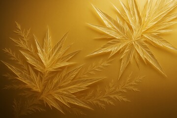 Wall Mural - abstract golden foliage pattern with sharp-edged leaves and delicate textures on a smooth gold backg