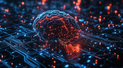 A high-tech neural implant connecting a human brain to an AI interface