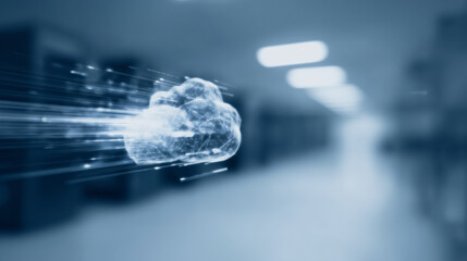 Wall Mural - cloud data acceleration: a visionary depiction of a data cloud, illuminating the potential of rapid 