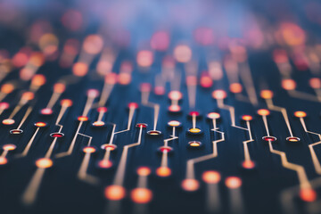 Wall Mural - digital pathways: an abstract view of a circuit board showcases intricate digital pathways, illumina