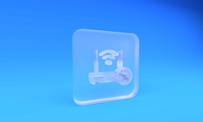 Wall Mural - frosted glass router wi-fi with screwdriver and wrench icon isolated on blue background. adjusting, 