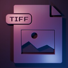 Wall Mural - purple tiff file document. download tiff button icon isolated on purple-blue background. tiff file s