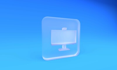 Wall Mural - frosted glass computer monitor icon isolated on blue background. pc component sign. square frosted g