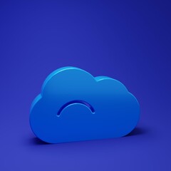 Wall Mural - blue cloud icon isolated on blue background. minimalism concept. 3d render illustration