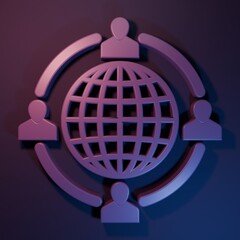 Wall Mural - purple outsourcing concept icon isolated on purple-blue background. cooperation sign. idea of teamwo
