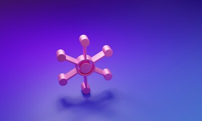 Wall Mural - pink network icon isolated on purple-blue background. global network connection. global technology o