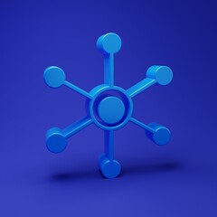 Wall Mural - blue network icon isolated on blue background. global network connection. global technology or socia