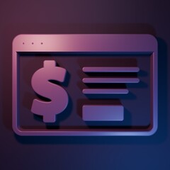 Wall Mural - purple online banking with dollar icon isolated on purple-blue background. sending money around the 