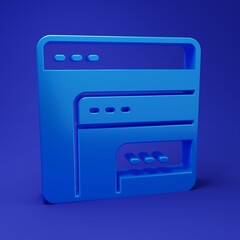 Wall Mural - Blue Software, web developer programming code icon isolated on blue background. Javascript computer script random parts of program code. Minimalism concept. 3D render illustration