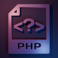 Wall Mural - Purple PHP file document. Download php button icon isolated on purple-blue background. PHP file symbol. Minimalism concept. 3D render illustration
