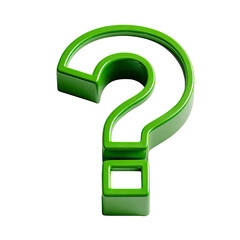 Wall Mural - green question mark symbol in 3d render on transparent background